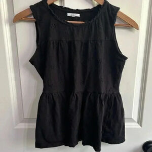 GUC black eyelet ruffle tank size Small.  Would also fit size 14 girl.